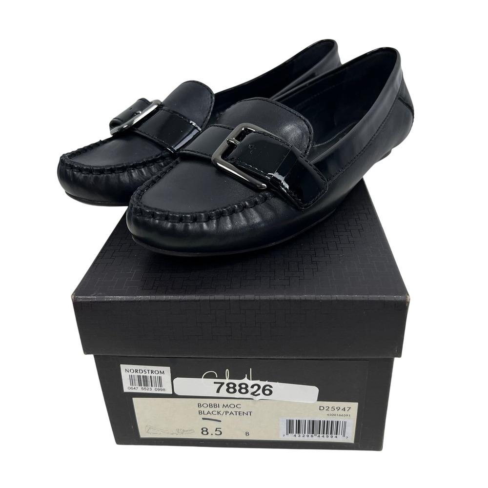 Cole Haan Bobbi Moc Black Patent Leather Buckle Loafers D25947 Womens 8.5 B
